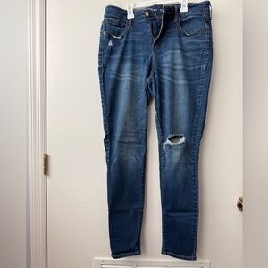 Old Navy Dark Blue Distressed Skinny Jeans